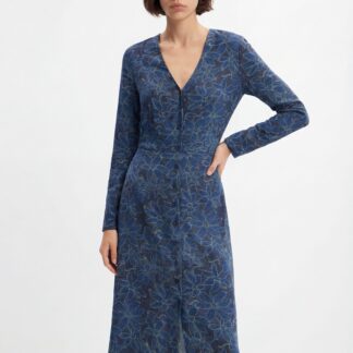 Midi-overhemdjurk bloemen - BLUE - M