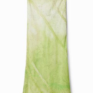 Midi-rok met bloemenkant - GREEN - M