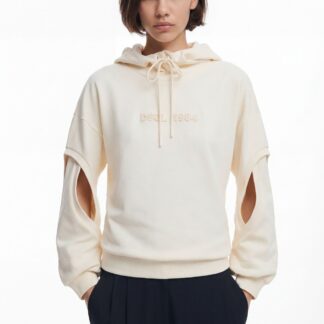 Oversized sweatshirt met splitmouwen - WHITE - M