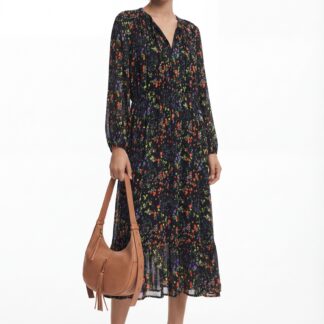 Bloemen midi-jurk - BLACK - M