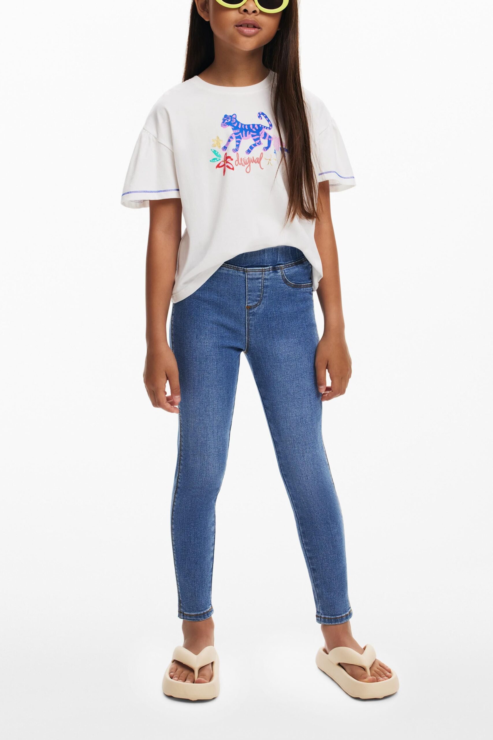 Denim legging met logo - BLUE - 9/10