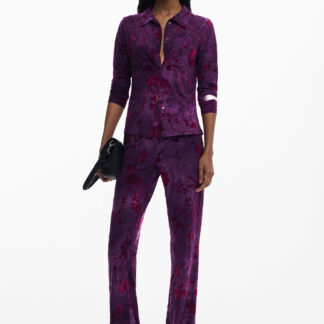 Flared broek met vloeiende textuur - RED - M