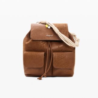 Kleine rugzak met borduursels - BROWN - U