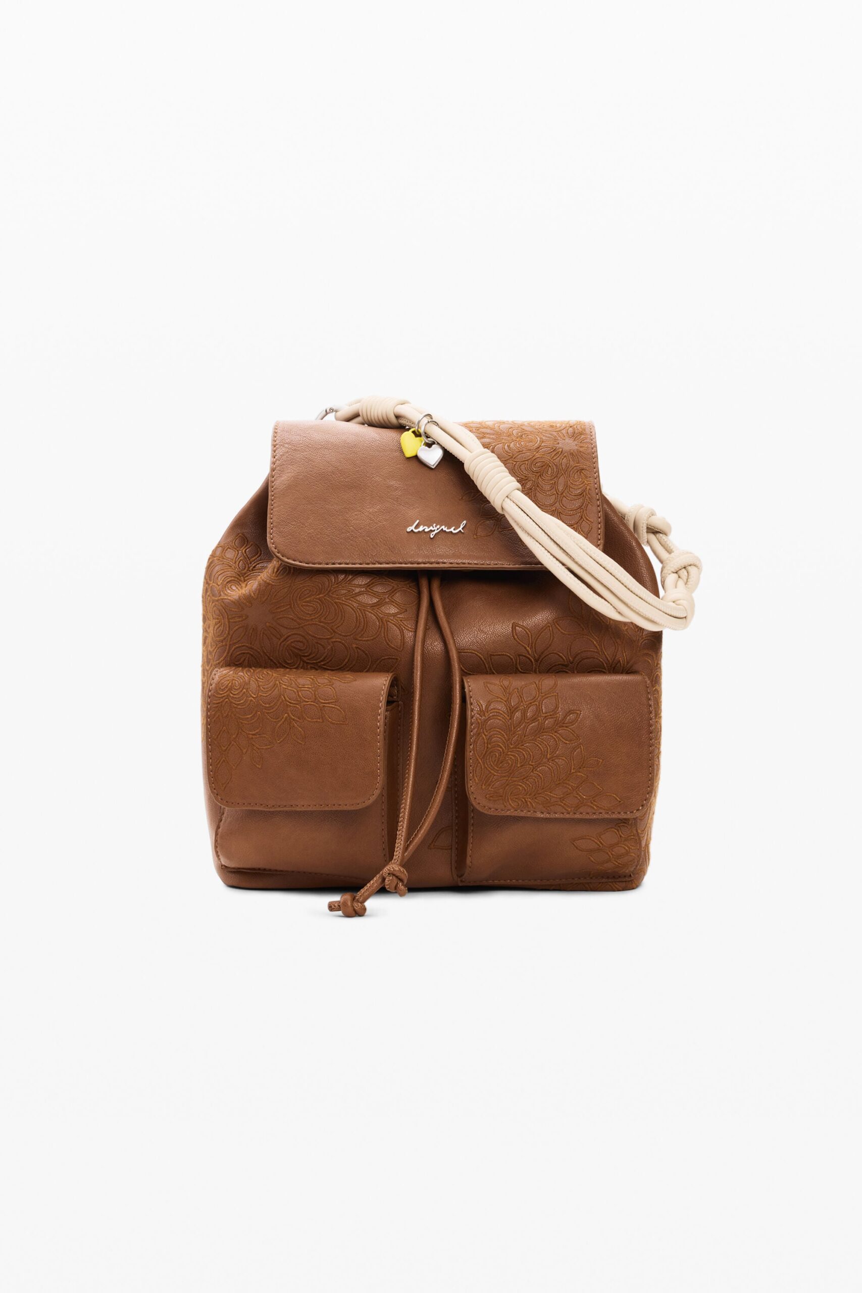 Kleine rugzak met borduursels - BROWN - U