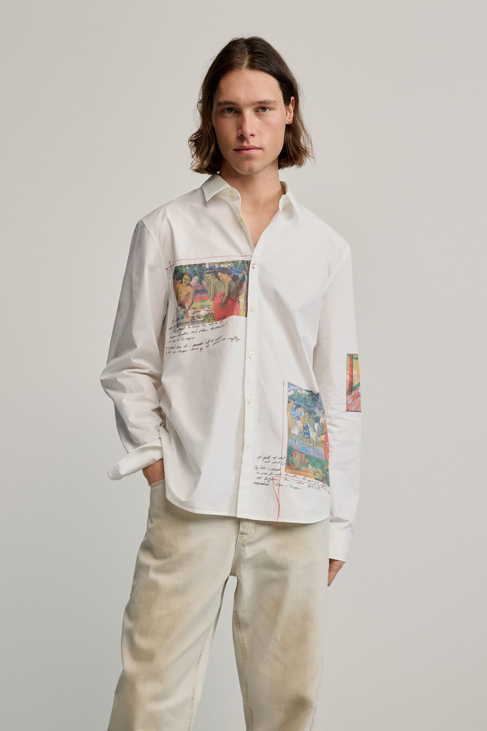 Bedrukte gaugin-blouse - WHITE - S