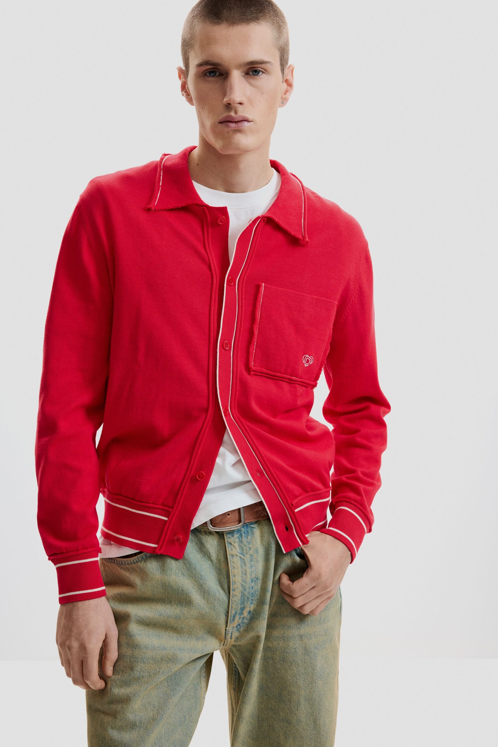 Fijne trui met knopen - RED - L