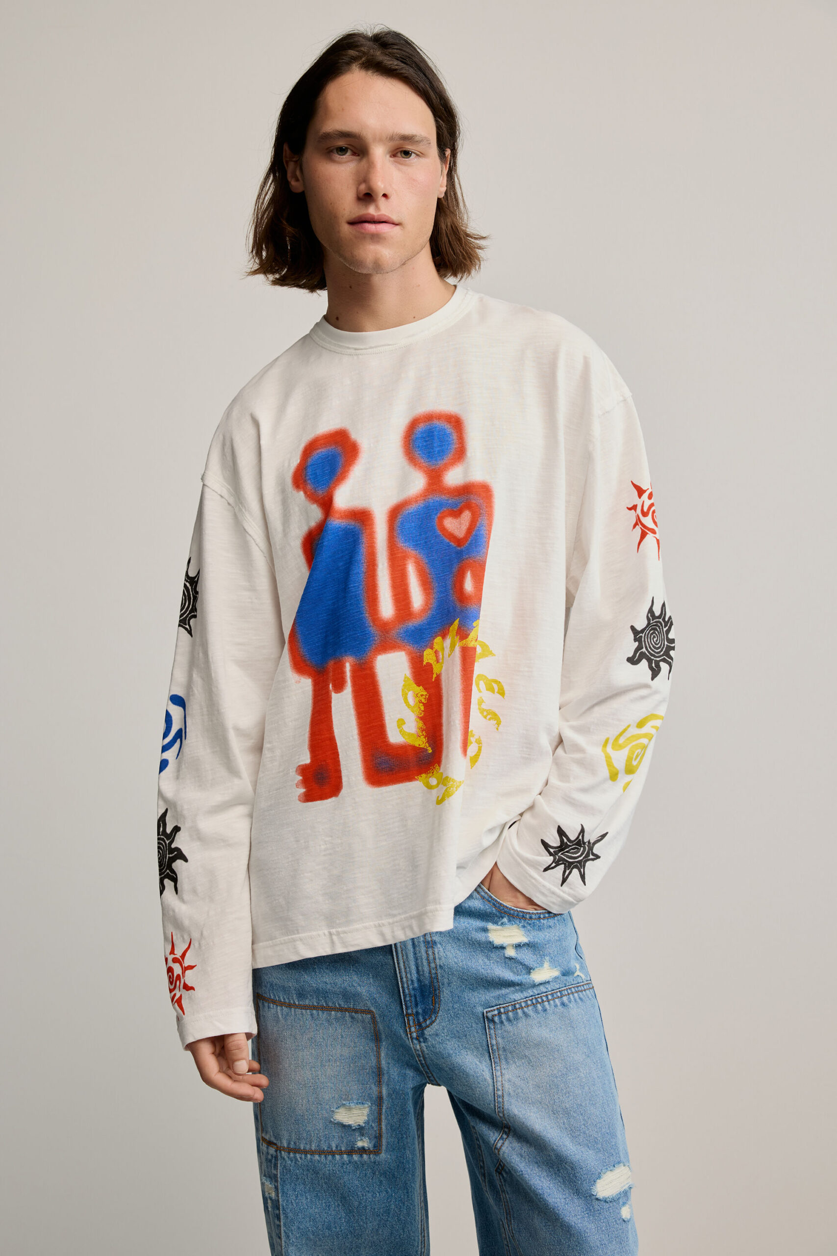Bedrukte katoenen T-shirt - WHITE - M