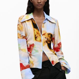 Vloeiende bloemenblouse - YELLOW - XL