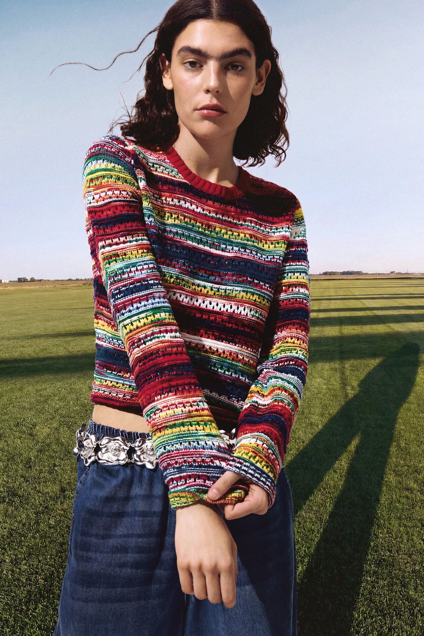 Gemêleerde multicolor trui - RED - M