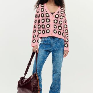 Roze gehaakte cardigan - RED - M