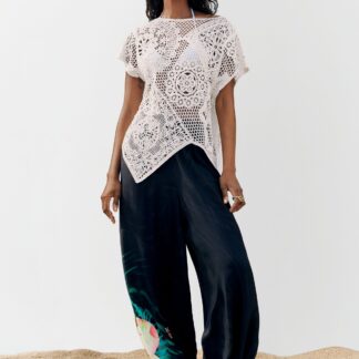 Vloeiende tropische broek - BLACK - L