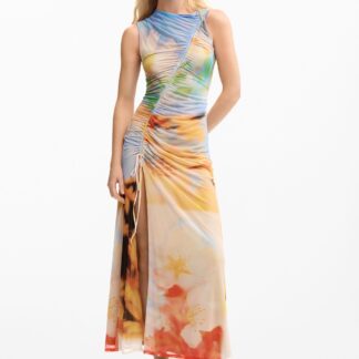 Lange gedrapeerde jurk - MATERIAL FINISHES - XS