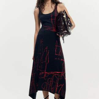 Asymmetrische mouwloze jurk - BLACK - L