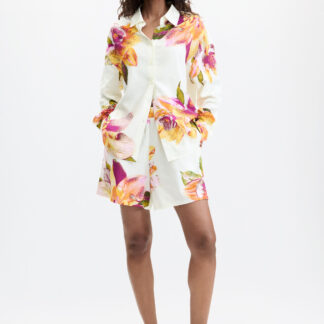 Blouse met bloemenprint - WHITE - M