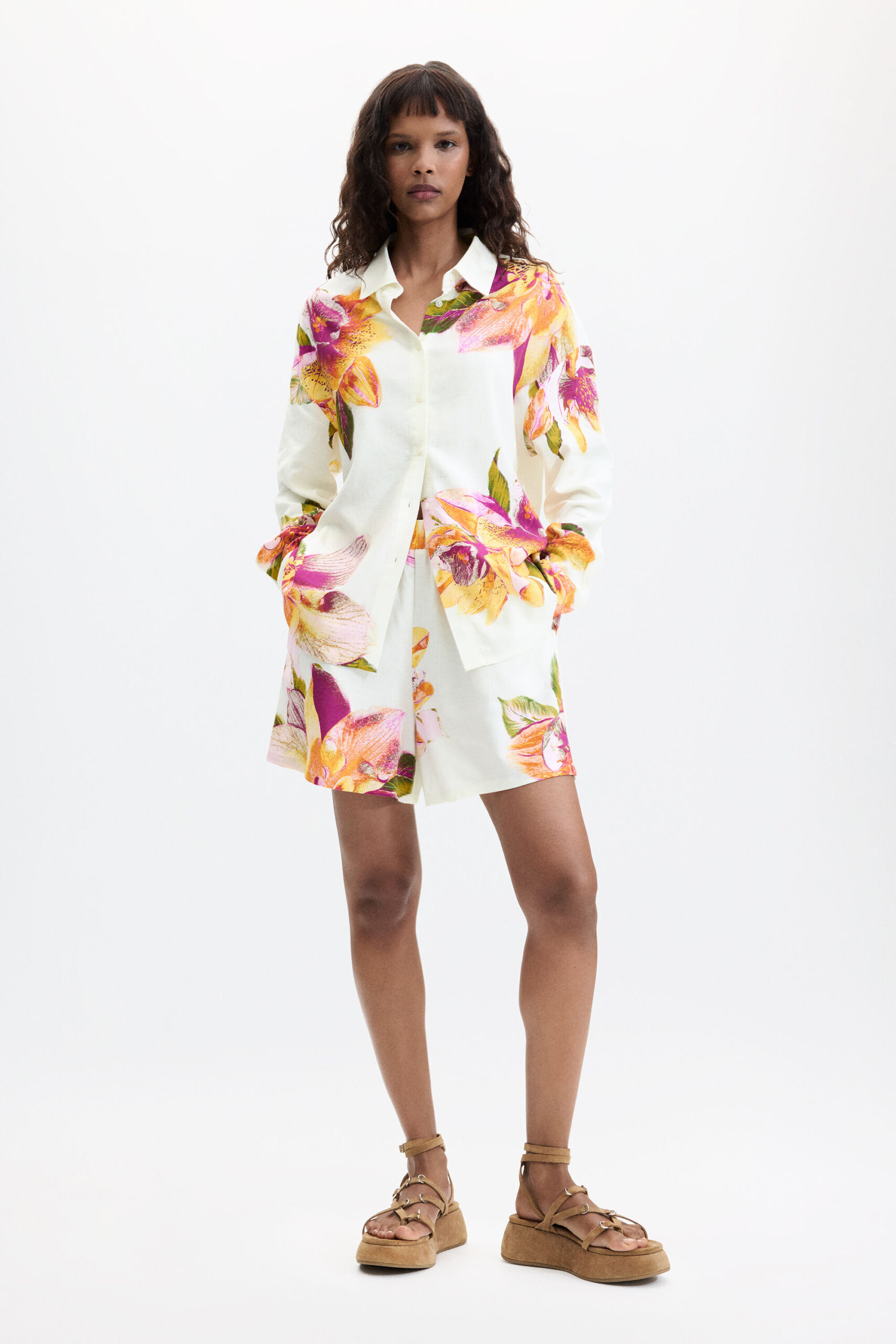Blouse met bloemenprint - WHITE - M