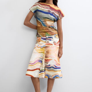 Midi-rok met print - YELLOW - XL