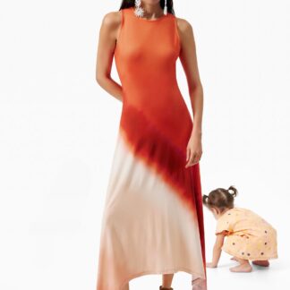 Mouwloze Gebreide Jurk - ORANGE - XS