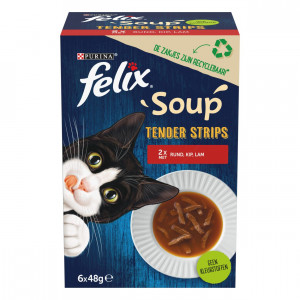 Felix Soup Tender Strips met rund/kip/lam kattensoep 8 x (6 x 48 g)