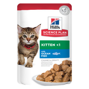 Hill's Kitten nat kattenvoer met zeevis maaltijdzakje multipack 1 doos (12 x 85 g)