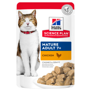 Hill's Mature Adult 7+ nat kattenvoer met kip maaltijdzakje multipack 2 dozen (24 x 85 g)