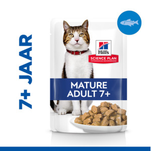 Hill's Mature Adult 7+ nat kattenvoer met zeevis maaltijdzakje multipack 4 dozen (48 x 85 g)