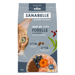 Sanabelle Adult met forel en bosbessen kattenvoer 8 kg + 2 kg gratis