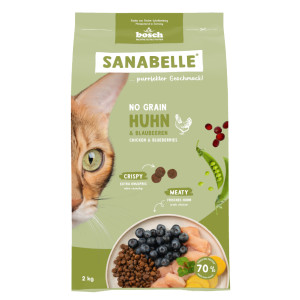 Sanabelle No Grain met kip en bosbessen graanvrij kattenvoer 2 x 2 kg