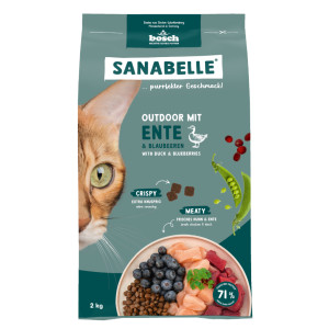 Sanabelle Outdoor met eend & bosbessen kattenvoer 2 x 8 kg