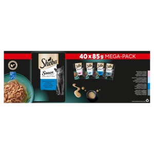 Sheba Delicatesses Vis Selectie in saus natvoer kat (maaltijdzakjes, megapack) 2 verpakkingen (80 x 85 g)