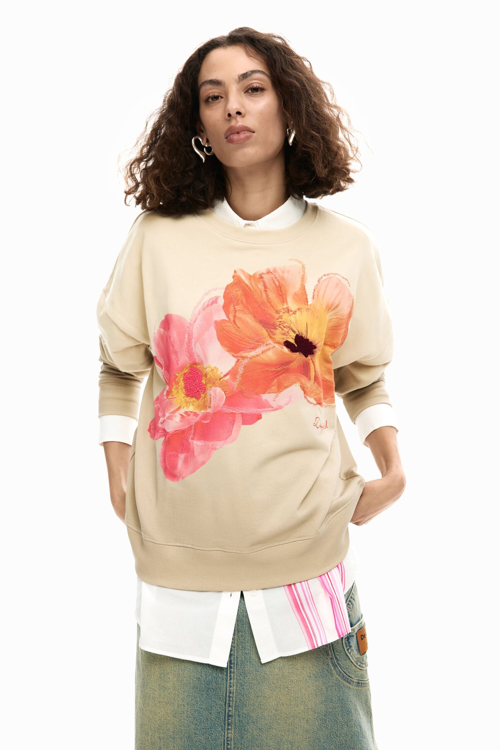 sweater met bloemenprint - RED - M