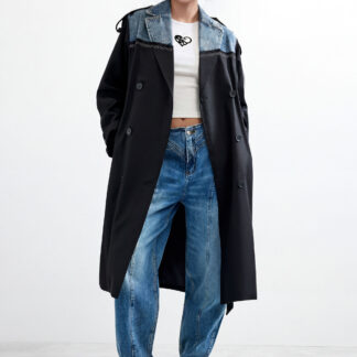 Lange trenchcoat - BLACK - M