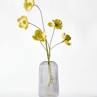 HEMA Vaas ⌀16.5x20.5cm Bink glas ribbel transparant (transparant)