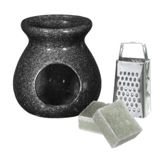 Ideas4seasons Amberblokjes/geurblokjes cadeauset - jasmijn - inclusief geurbrander en mini rasp