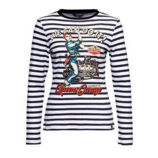 Moederdag cadeau - Queen Kerosin We Can Do It Longsleeve Shirt Black And White -XS | 22% korting