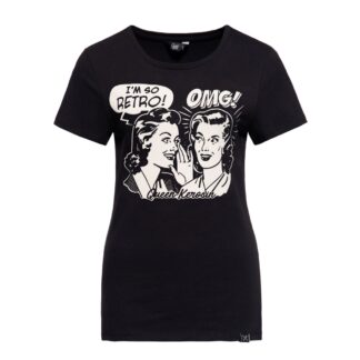 Queen Kerosin I Am So Retro T-Shirt Black-S | 17% korting