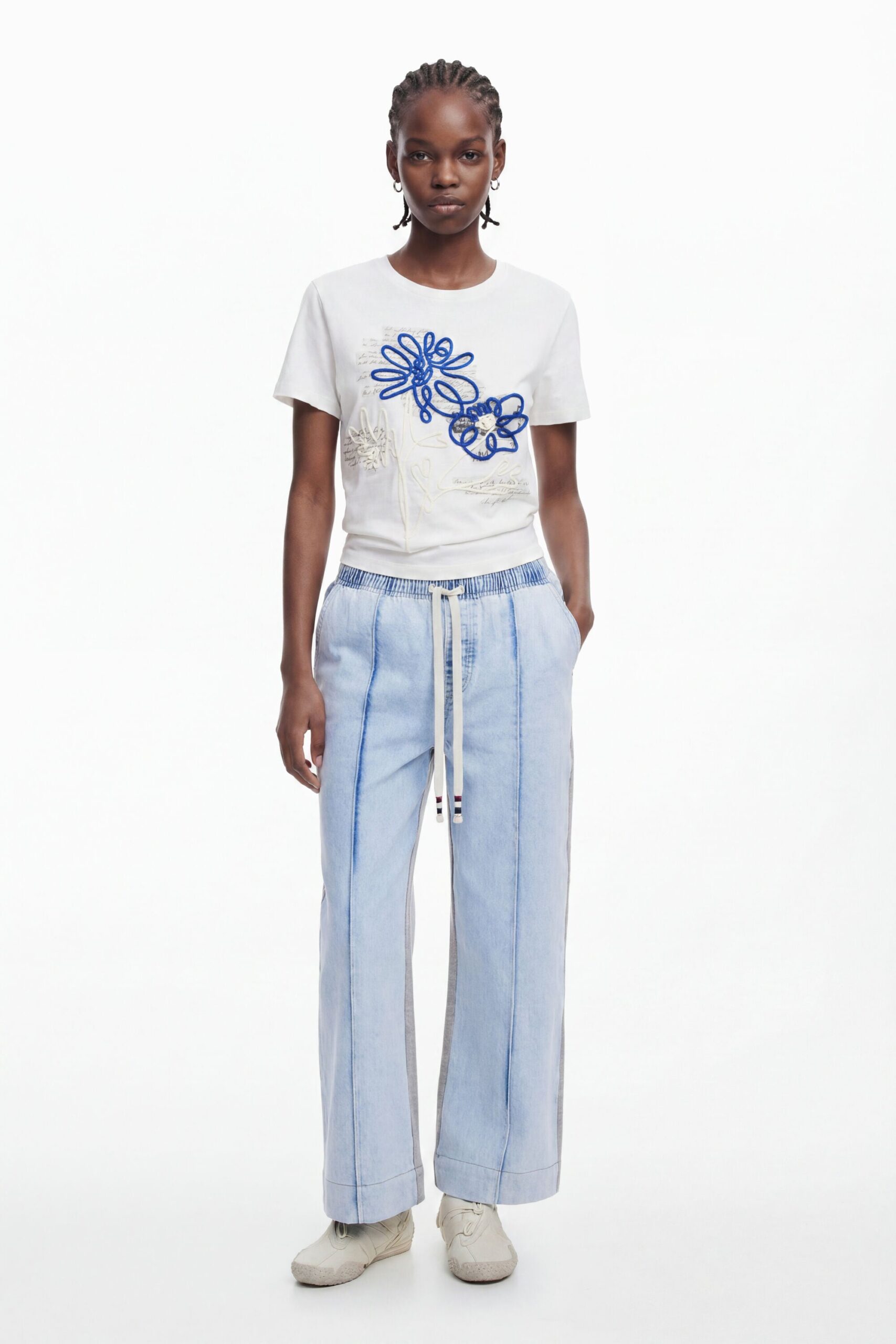 Cropped Jogger Jeans - BLUE - M
