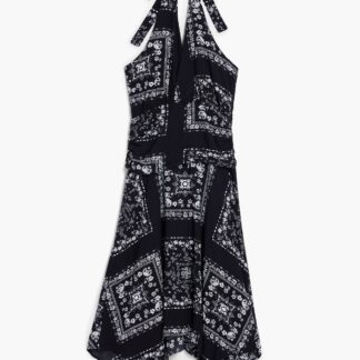 Bandana jurk met knoop - BLACK - M